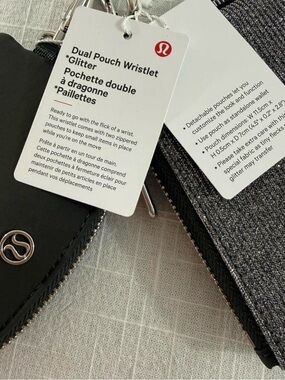 Lululemon Sparkle Black Dual Pouch Wristlet
